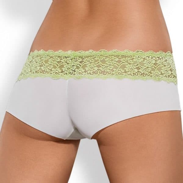 OBSESSIVE - LACEA THONG + SHORTIES PACK GREEN AND WHITE SIZE L/XL - OBSESSIVE PANTIES / TANGAS