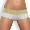 OBSESSIVE - LACEA THONG + SHORTIES PACK GREEN AND WHITE SIZE S/M - OBSESSIVE PANTIES / TANGAS