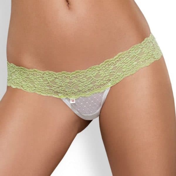 OBSESSIVE - LACEA THONG + SHORTIES PACK GREEN AND WHITE SIZE S/M - OBSESSIVE PANTIES / TANGAS